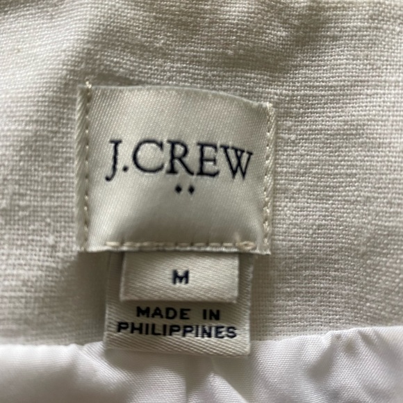 J. Crew Cropped White Linen Jacket with Pom-Poms XXS NWOT - Picture 2 of 5